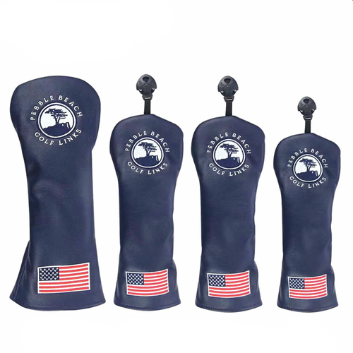 Pebble Beach Flag Golf Head Cover For Driver Fairway Wood Hybrid Club Covers Set - Picture 7 of 10