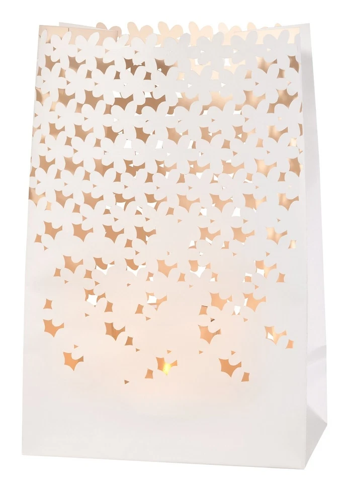 Lichttüte Stimmungslicht 2er Set Räder "Weissheiten" Blumen und Punkte Papier - Bild 2 von 3