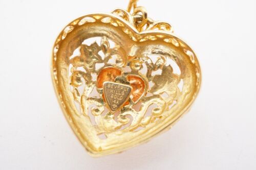 Beverly Hills Gold 14k Heart Pendant Filigree - Picture 8 of 11