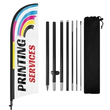 FSFLAG Printing Services 8FT Advertising Feather Flag with Pole and Ground Stake