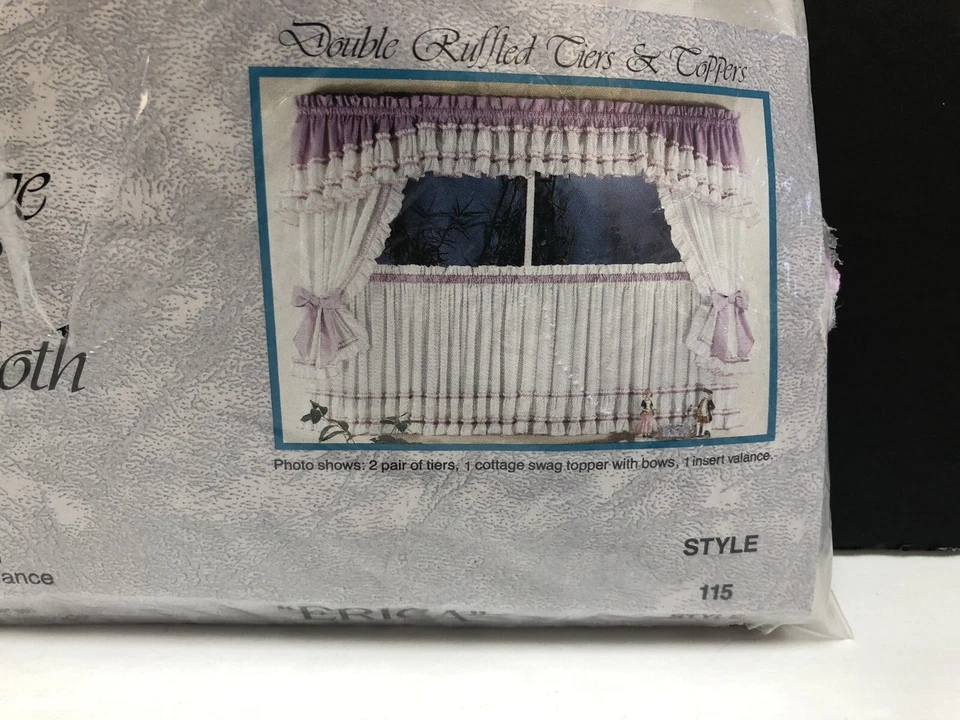 Vintage Mervyn's Insert Ruffled Valance White/Lilac 54" x 11" NWT - Image 4 of 4