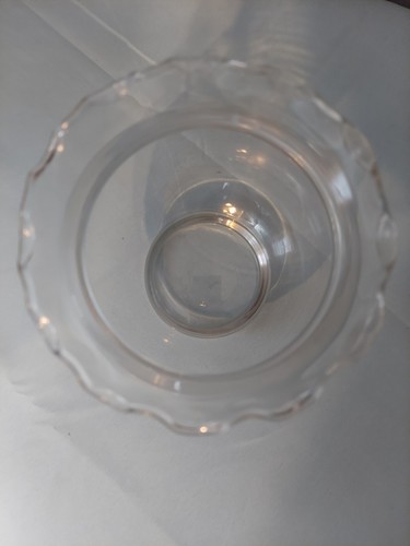 Vintage Clear Glass Pedestal Bowl Ruffled Edge Fish Bowl Vase 5.25" Tall - Picture 4 of 5