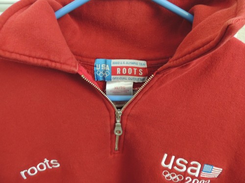ROOTS - 2002 U.S. Olympic Team 1/4 Zip Pullover Red Mens XL Sweatshirt Fleece - Picture 4 of 12