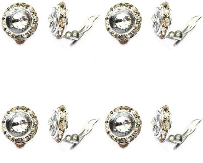 4Pairs Pack round Shaped Cirle Rhinestone Crystal Clip on Earrings Non Pierced P