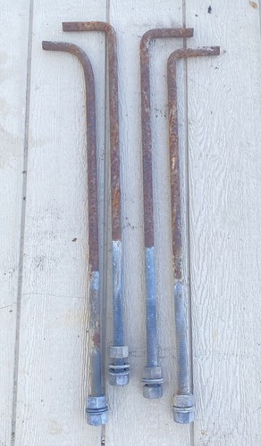 4 Pieces 36" x 1" Concrete J Bolt Anchor Street Light Pole Parking Lot - Picture 1 of 3