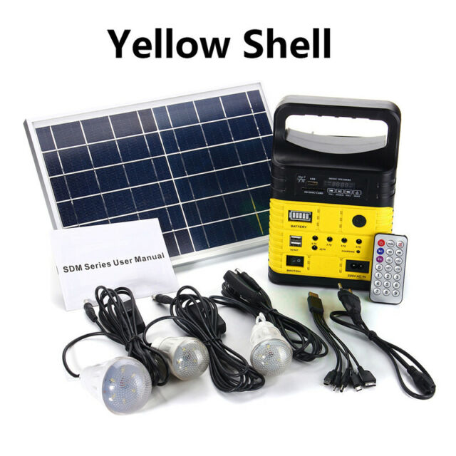 Portable Solar Panel Power Storage Generator LED Light USB Charger Home System
