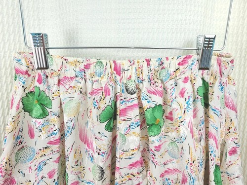 Vintage Nice Tops Cream w Multicolor Pattern Elastic Waist Culottes Size Large - Picture 6 of 12