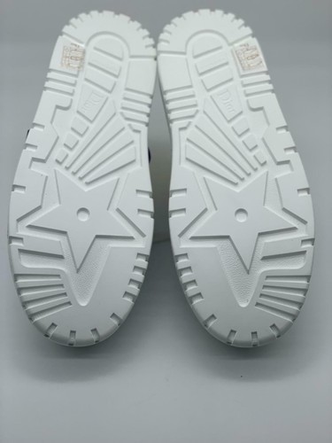 DIOR Women ID Leather Terry Cotton Sneakers Trainers Shoes White Royal $1190 - Afbeelding 11 van 12