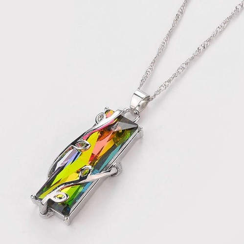 Vampire Diaries Elena Gilbert Silver Plate Rainbow Crystal Glass Pendant & Chain - Picture 4 of 4