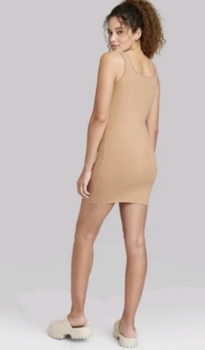 Abito smanicato Wild Fable Bodycon cuciture taglia M - marrone chiaro/cammello - NUOVO B - Foto 3 di 9
