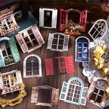 10Pcs Vintage Windows Stickers Junk Journal Album Card DIY Scrapbooking Sticker