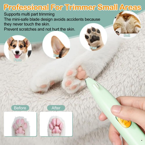 Dog Pets Paw Trimmer With LED Light Fully Waterproof Pet Hair Trimmer Wide Blade - Picture 7 of 10