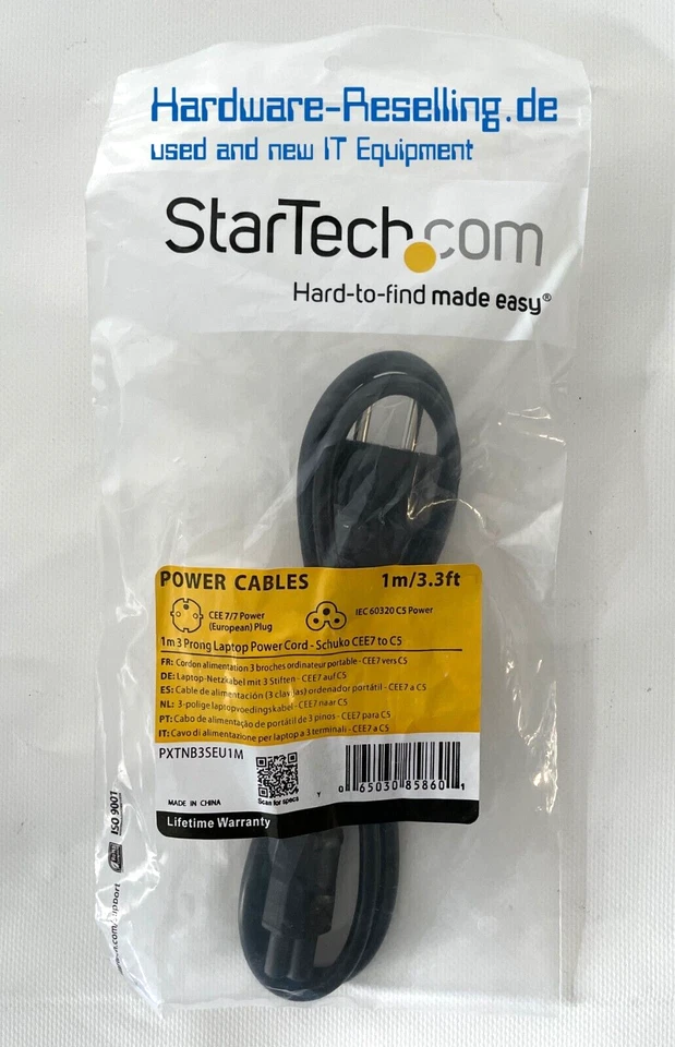 StarTech 1 m Notebook Laptop Netzkabel EU Schuko auf C5 2,5A 250V 18AWG - Bild 3 von 4