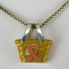 Sterling Silver & Enamel PINK RIBBON Breast Cancer Awareness CHARM Pendant NEW