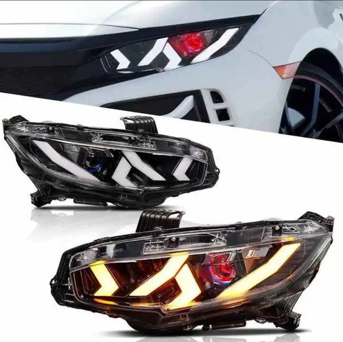 Full LED Sequential Blinker headlight assembly for 16-21 Honda Civic FK7 FK8 FC1 - Picture 2 of 4