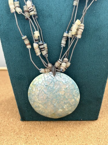 EAST Beaded Multi Strand Round Mosaic Pendant Statement Necklace Bohemian - Picture 8 of 13
