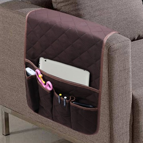 Couch Arm Organizer 5 Individual Pockets Armrest Organizer Burgundy RemoteHolder - Picture 3 of 6