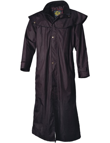 Mantel Reitmantel Stockman Coat Cowboy Country Regenmantel Schwarz Braun Beige - Picture 3 of 4