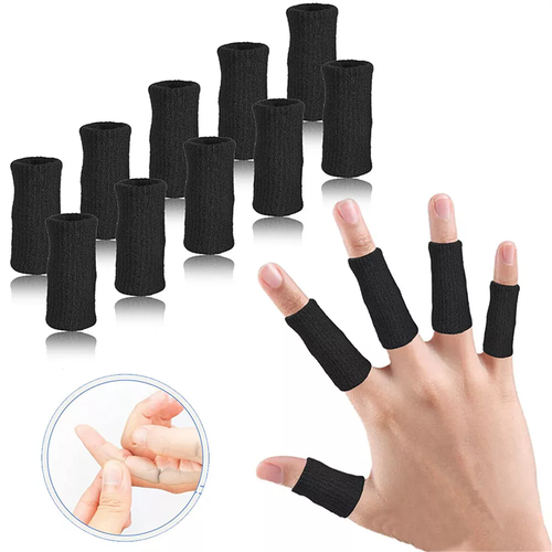 10Pcs STRETCHY FINGER PROTECTOR Arthritis Support Sports Aid BLACK UK - Picture 6 of 18