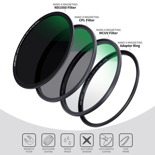 K&F Concept 52mm 3-Piece Magnetic Lens Filter Kit with MCUV, CPL and ND1000 - Picture 4 of 14