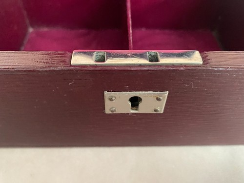 Antique c1920s Luxury Purple Leather Jewellery Box Coloured Silk Velvet Tray - Picture 16 of 24