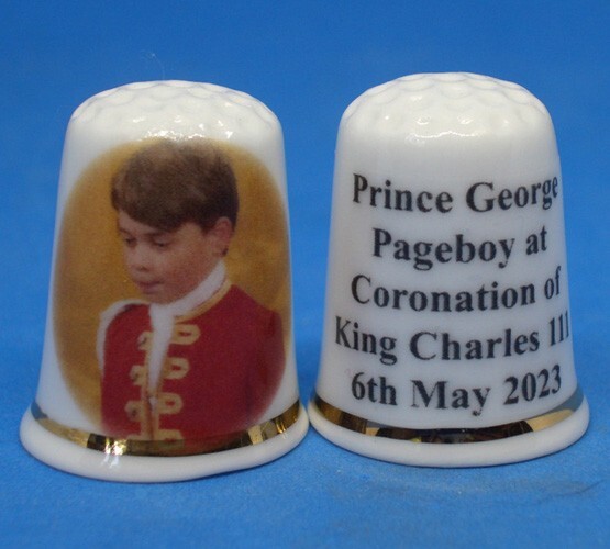China Thimble -- Prince George Pageboy at Coronation 6th May 2023 -- Dome Box China Thimble -- Prince George Pageboy at Coronation 6th May 2023 -- Dome Box