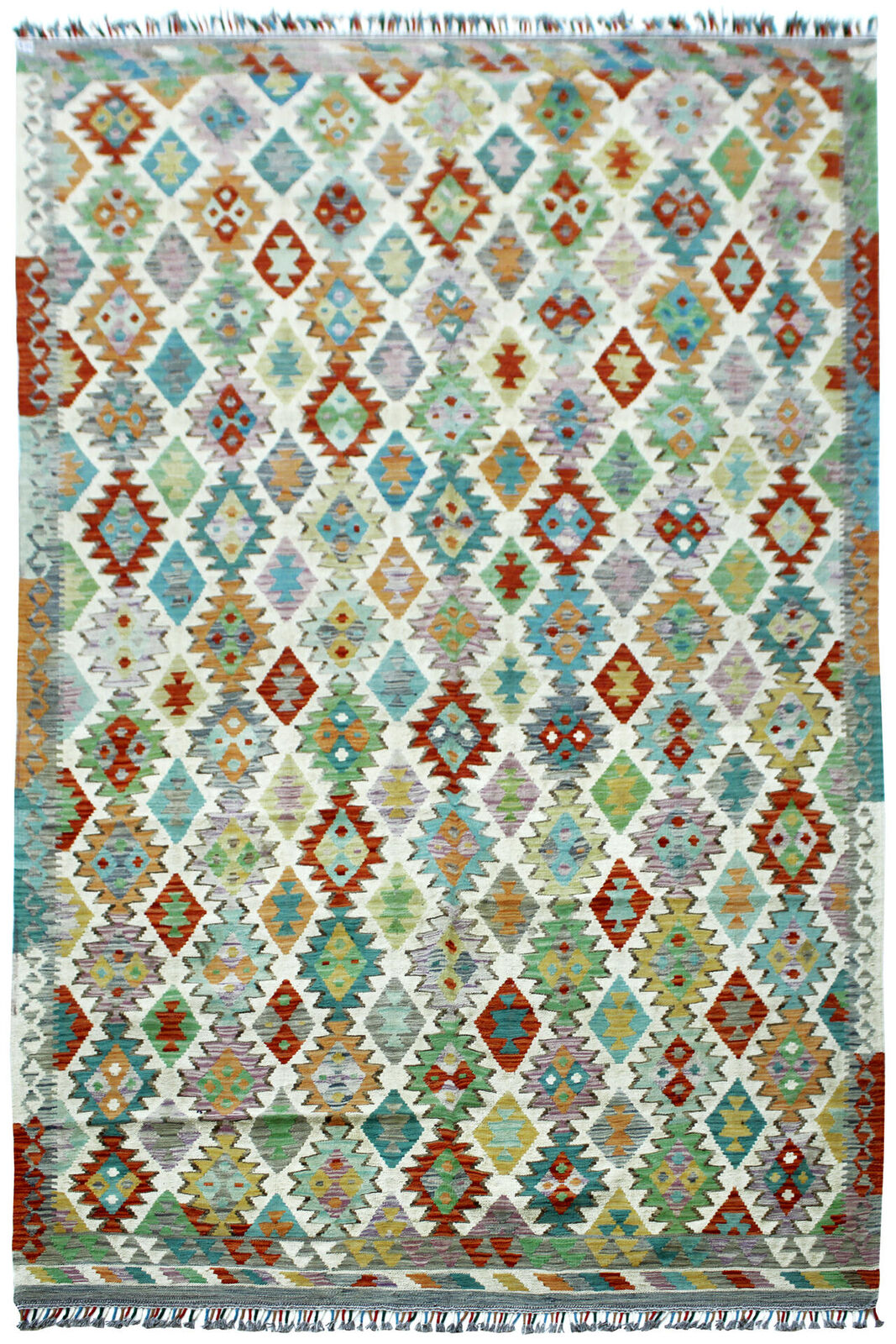 Teppich Afghan Kelim Handgewebt 100 Wolle 200x290 cm Handarbeit Handgewebt Carp
