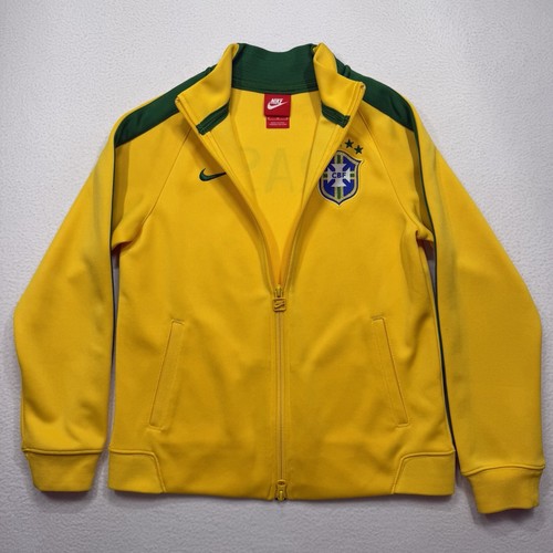 2013 2014 BRAZIL N98 AUTHENTIC FOOTBALL SOCCER TRACK JACKET NIKE YOUTH MEDIUM - Picture 6 of 12