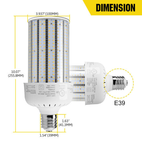 UL Listed 80W E39 Mogul Base LED Corn Cob Light Bulb Replace 800W Metal Halide - Picture 3 of 12