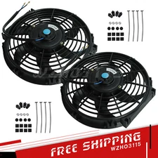 2x 10" inch Universal Slim Fan Push Pull Electric Radiator Cooling 12V Mount Kit