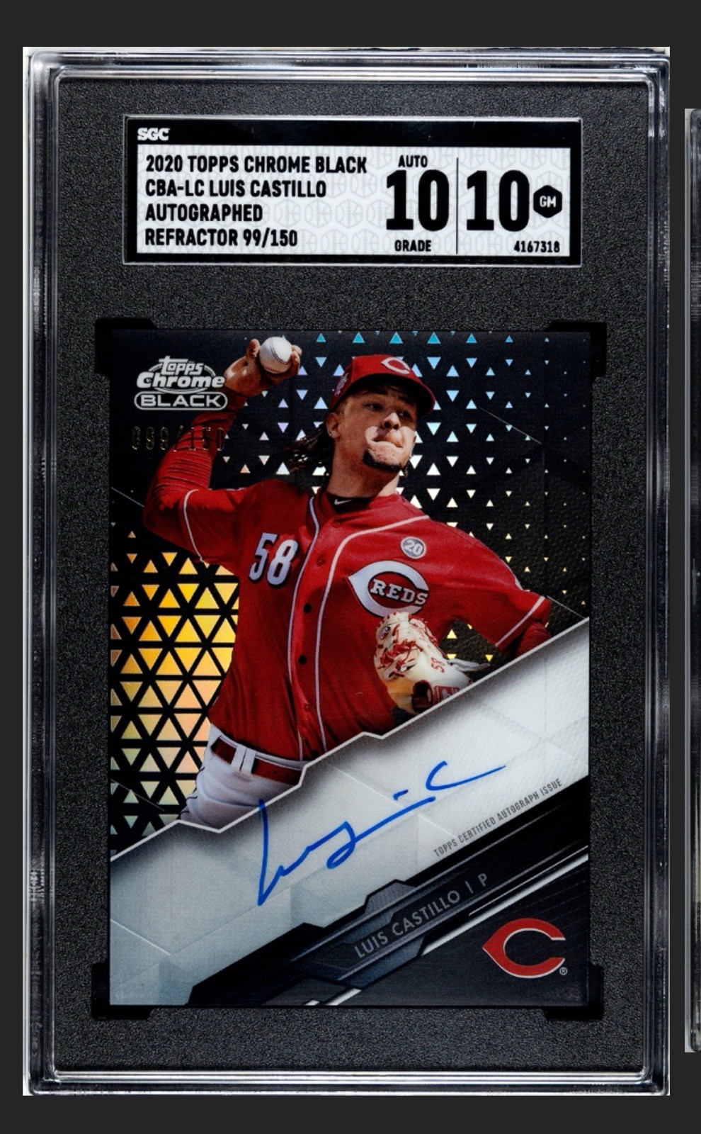 2020 Topps Chrome Black Autographs Refractors #CBALC Luis Castillo Auto 099/150