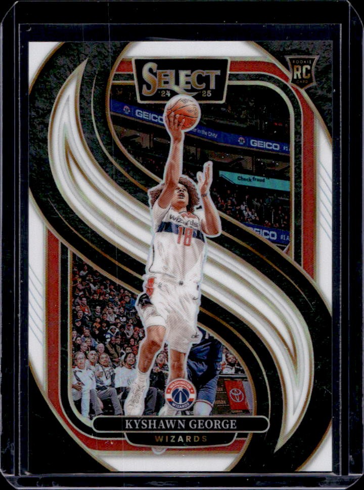 2024-25 Select Kyshawn George Premier RC White Prizm Rookie #/149 Wizards