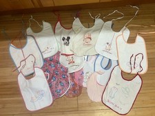 16 Vintage 1950  s Embroidered Linen Plastic BABY BIBS