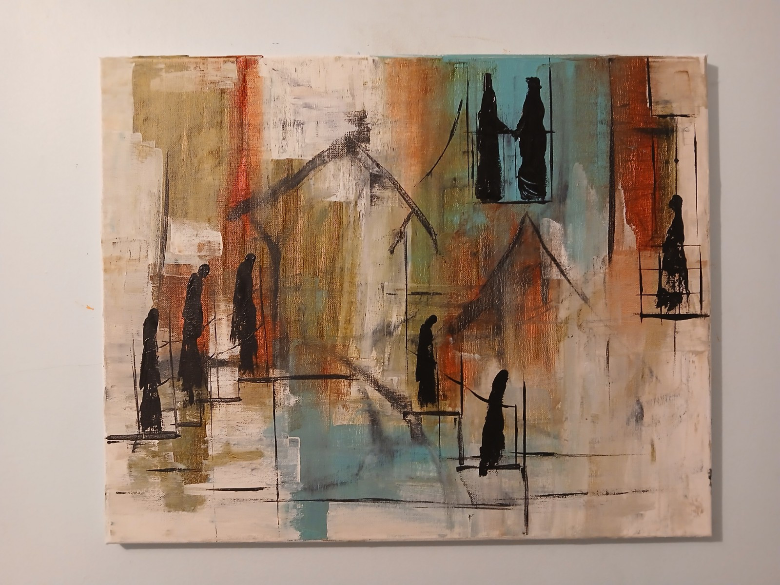 original abstract Impressionism acrylic painting on canvas