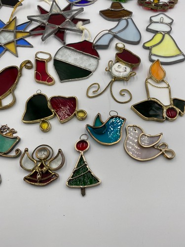 Vintage Stained Glass. Christmas Holiday Suncatchers/Ornaments. Lot of 23 - Picture 7 of 7