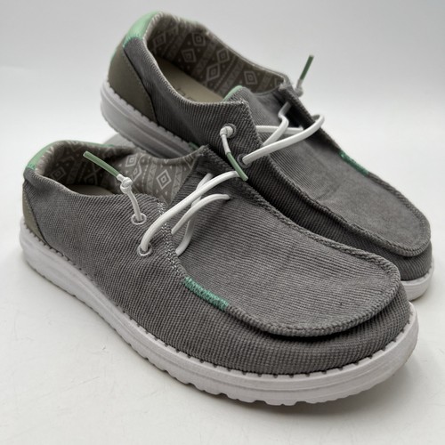 Hey Dude Women's Size 8 Wendy Corduroy Glacier Grey Sneaker Shoe Slip On