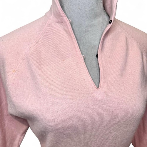 Vintage Pink Cashmere Dress w/ Mandarin Collar and Ribbed Waist - Small - Picture 6 of 7