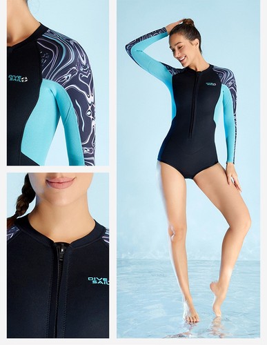 Muta corta donna 2 mm neoprene nuoto acqua fredda manica lunga subacquea - Foto 9 di 22