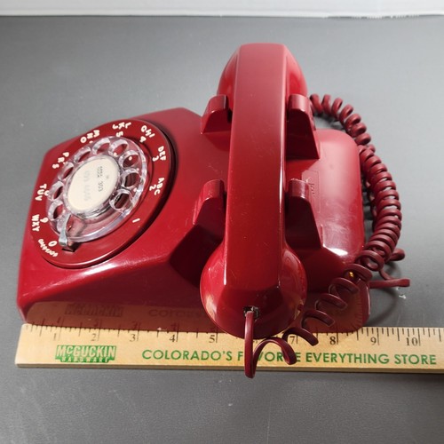 Vintage Red AT&T Rotary Dial Phone RF87TL-02F 500DM - Zdjęcie 13 z 16