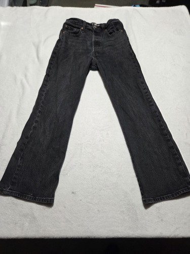 Levis Jeans Damen 27 Schwarz Ribcage Boot Premium Button Fly High Rise Denim