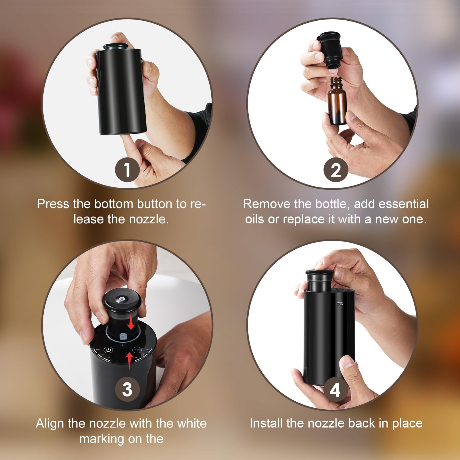 Waterless Essential Oil Diffuser, Battery Powered Mini Scent Air Machine, Aro... thumbnail 6