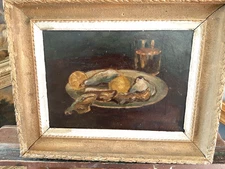 Jolie nature morte aux huitres et citron signée G Fouace ?