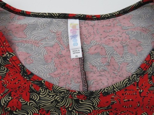LuLaRoe Womens XS Perfect Tee Top Red Floral Boho Stretch Tunic Shirt Flowy Y2K - Picture 5 of 6