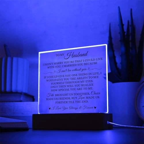 To My Husband "I Can't Live Without You" Acrylic Plaque, LED Square Acrylic - Bild 4 von 7