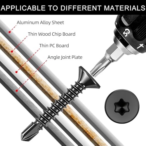 100 Piezas Tornillos Autoperfocantes Torx para Acero, M4.2x25mm Avellanados Autoperforantes Sc - Imagen 6 de 6