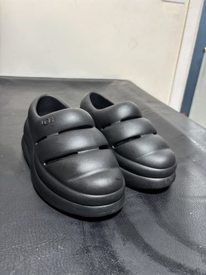 UGG Tasman X Women's US 6 Black Rubber Slip-On Slippers Round Toe Logo