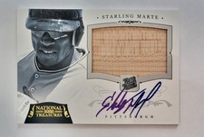 21/25 2012 National Treasures Staring Marte GAME USED BAT BARREL RELIC AUTO RC