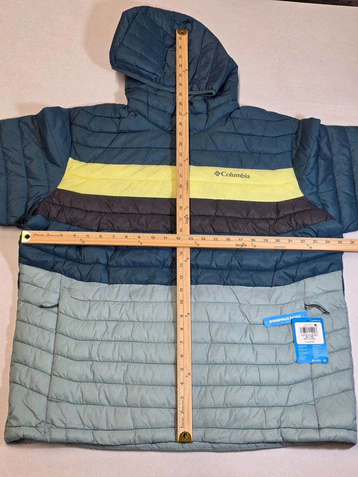 Columbia Powder Pass Hooded Jacket Men’s XL Blue Yellow Omni-Shield New - Image 2 of 4