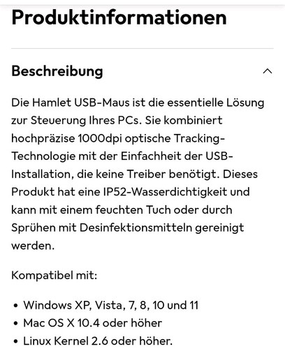 Hamlet Mouse USB Kabelgebundene - Bild 5 von 5
