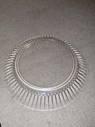 Plato de cena vintage México Forte Crisa vidrio transparente acanalado diamante 9 7/8" - Imagen 2 de 2